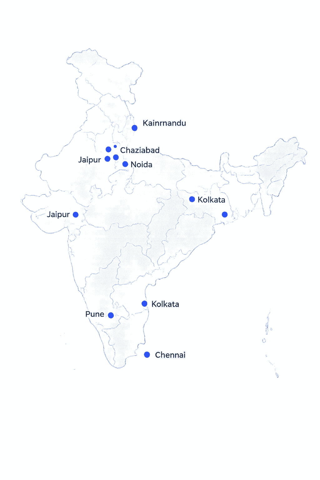 India map showing legal website design service locations