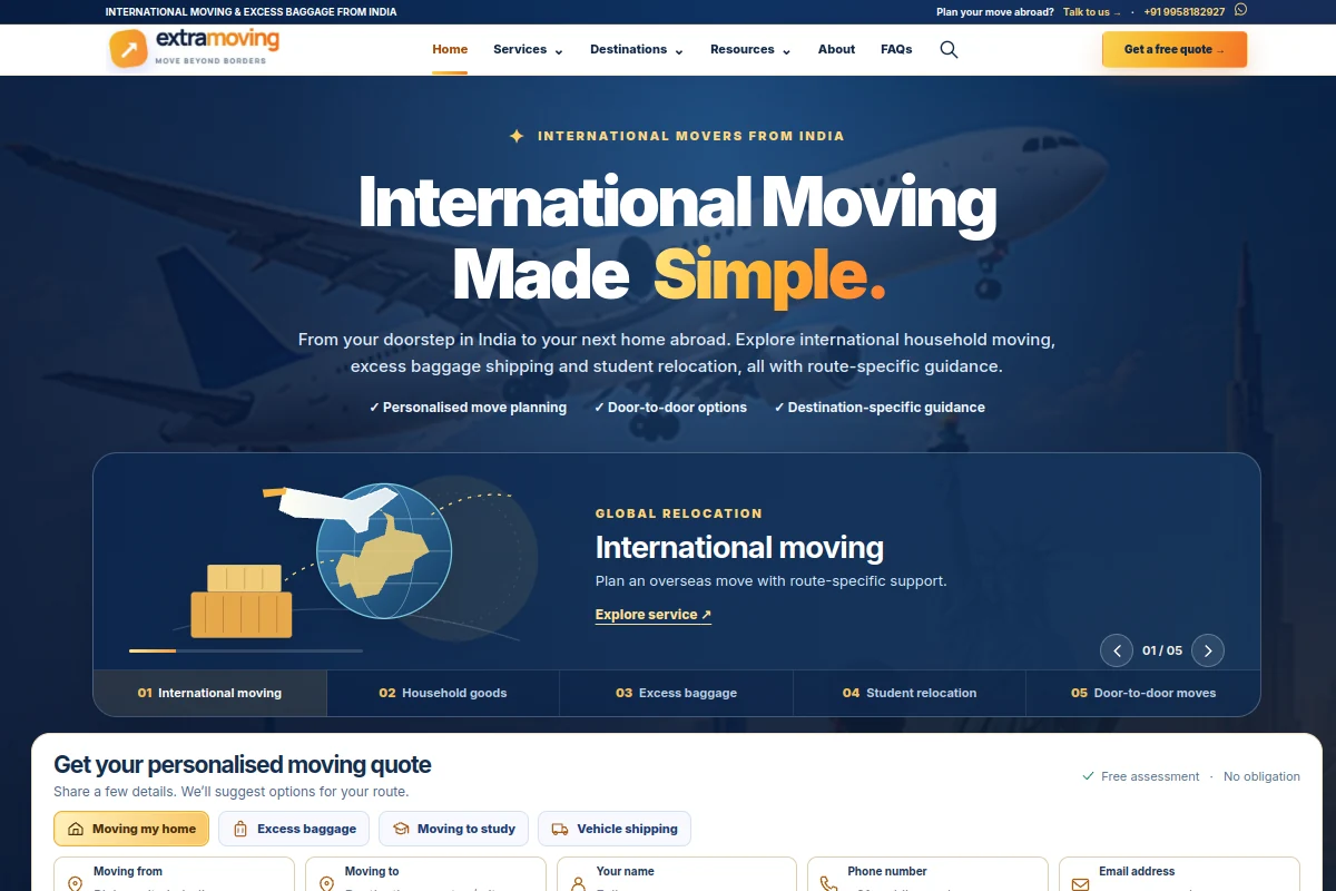 Extra Moving — website preview