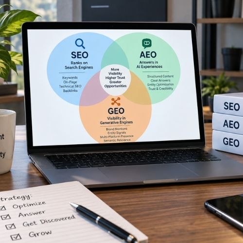 The Relationship Between SEO, AEO and GEO